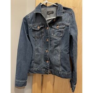 Y2K Cavalini denim jean jacket women's Small Blue multi pocket western BoHo styl